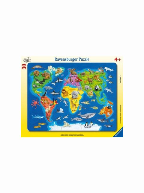 Ravensburger Kinderpuzzle: Weltkarte mit Tieren