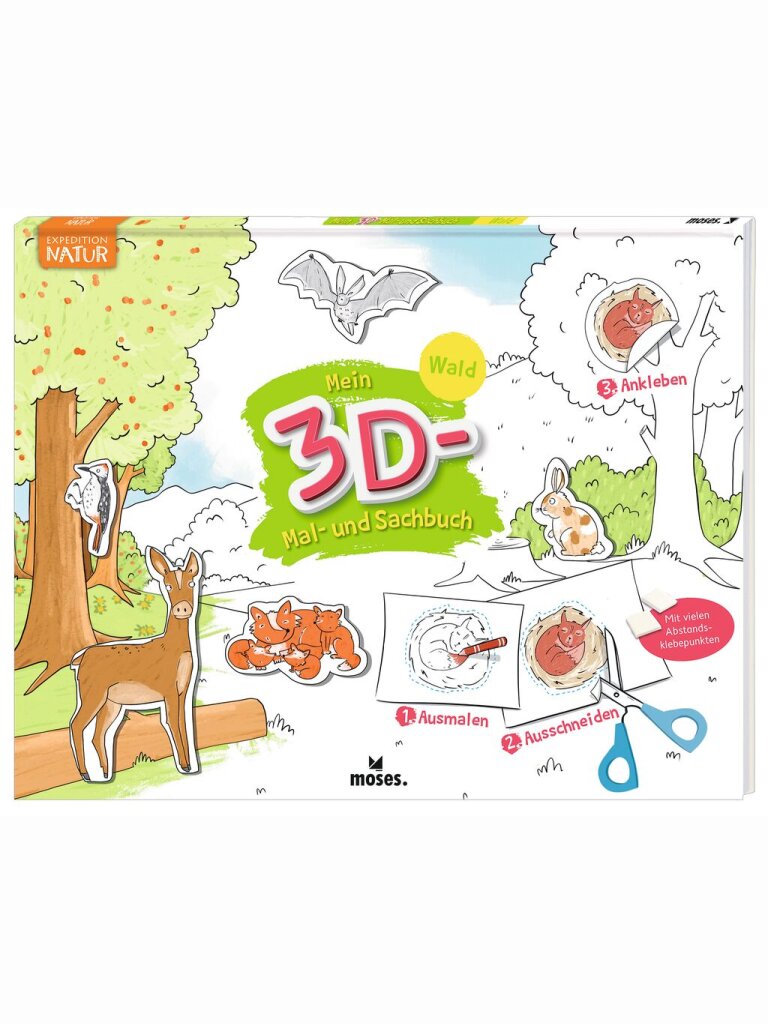 Mein 3D Mal- und Sachbuch - Wald