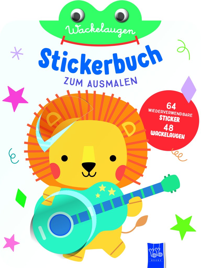 Wackelaugen Stickerbuch zum Ausmalen &ndash; L&ouml;we
