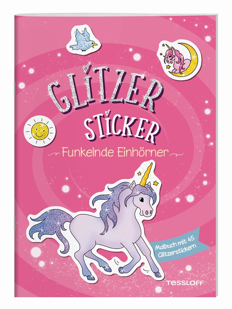 Glitzer-Sticker Malbuch: Funkelnde Einhörner