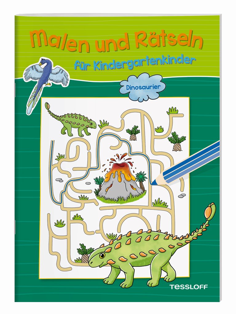 Malen und Rätseln für Kindergartenkinder – Dinosaurier