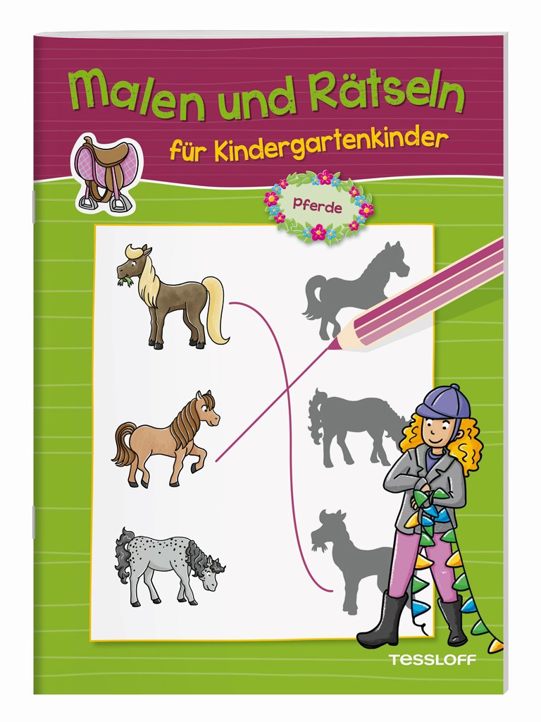 Malen und Rätseln für Kindergartenkinder – Pferde