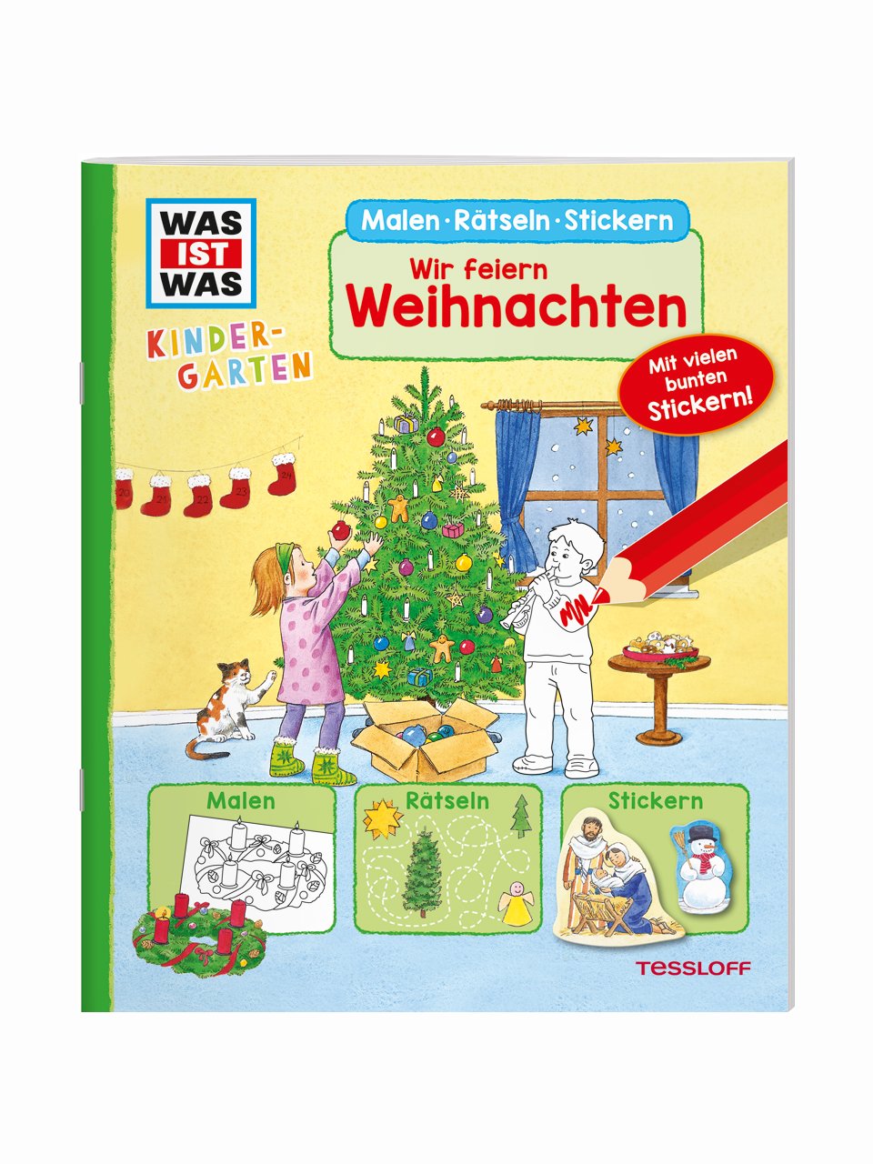WAS IST WAS Kindergarten: Malen Rätseln Stickern – Wir feiern Weihnachten