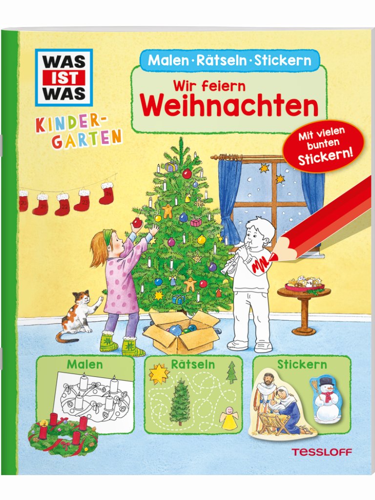 WAS IST WAS Kindergarten: Malen Rätseln Stickern – Wir feiern Weihnachten