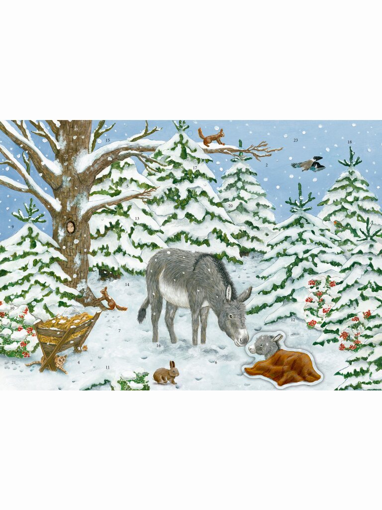 Sticker-Adventskalender – Eselchen im Winterwald