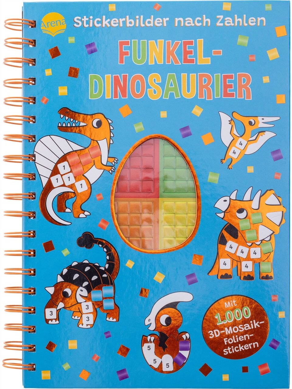 Stickerbilder nach Zahlen – Funkel-Dinosaurier