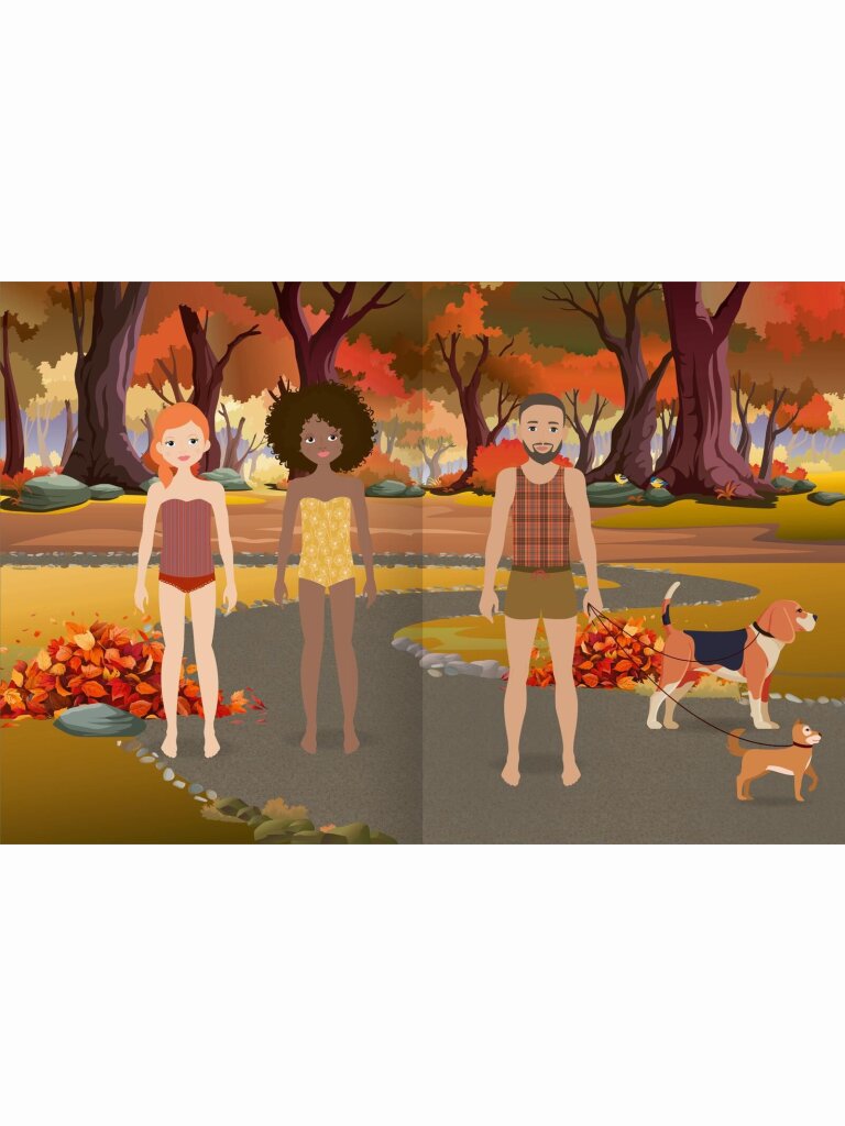 Sticker-Anziehpuppen Metallic – Im Herbst