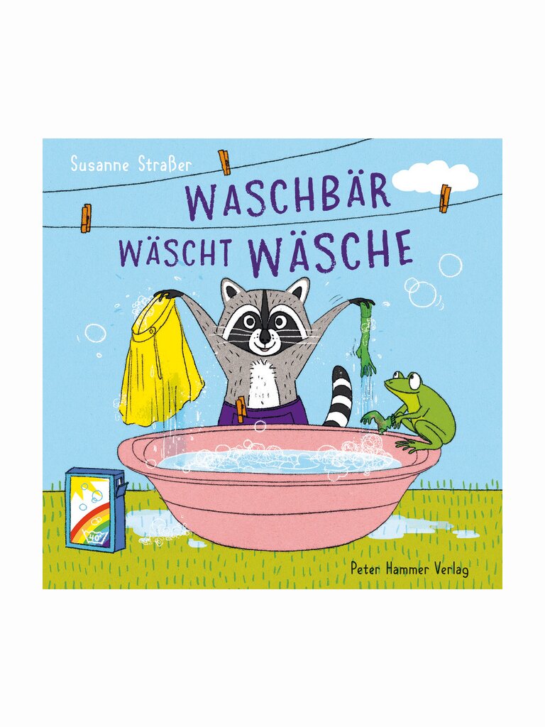 Waschbär wäscht Wäsche
