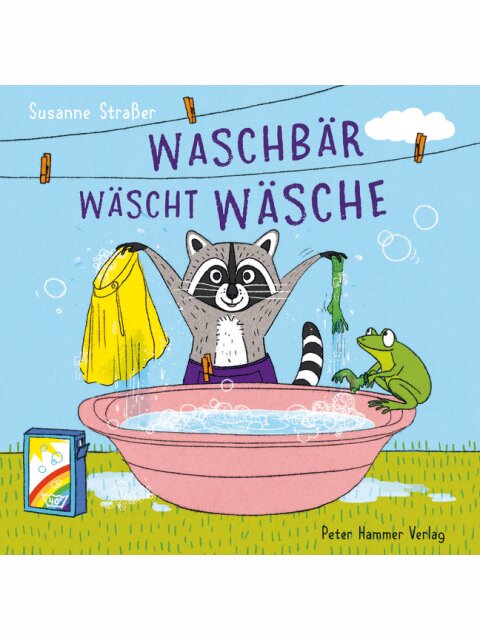 Waschbär wäscht Wäsche