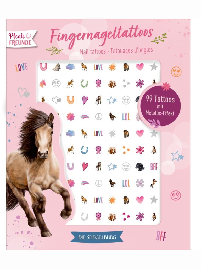 Fingernagel-Tattoos Pferdefreunde