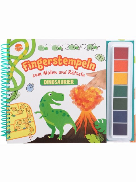 Fingerstempeln zum Malen und Rätseln – Dinosaurier