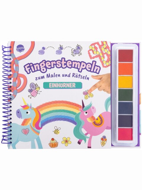 Fingerstempeln zum Malen und Rätseln – Einhörner