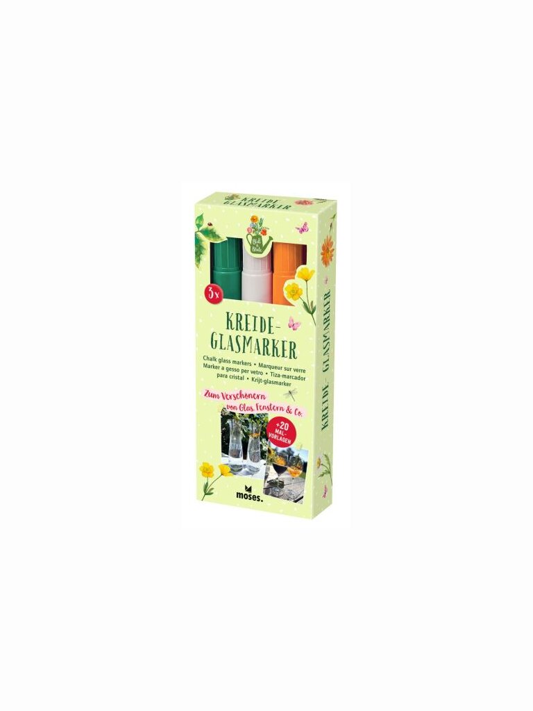 Blatt & Blüte Kreide-Glasmarker 3er Set