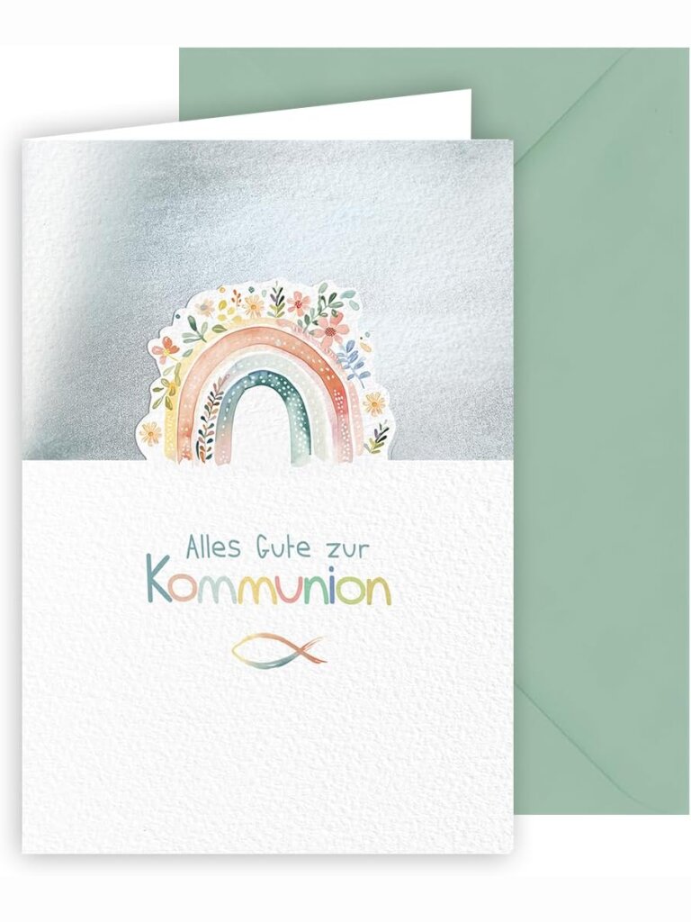 Glückwunschkarte Kommunion - Silber
