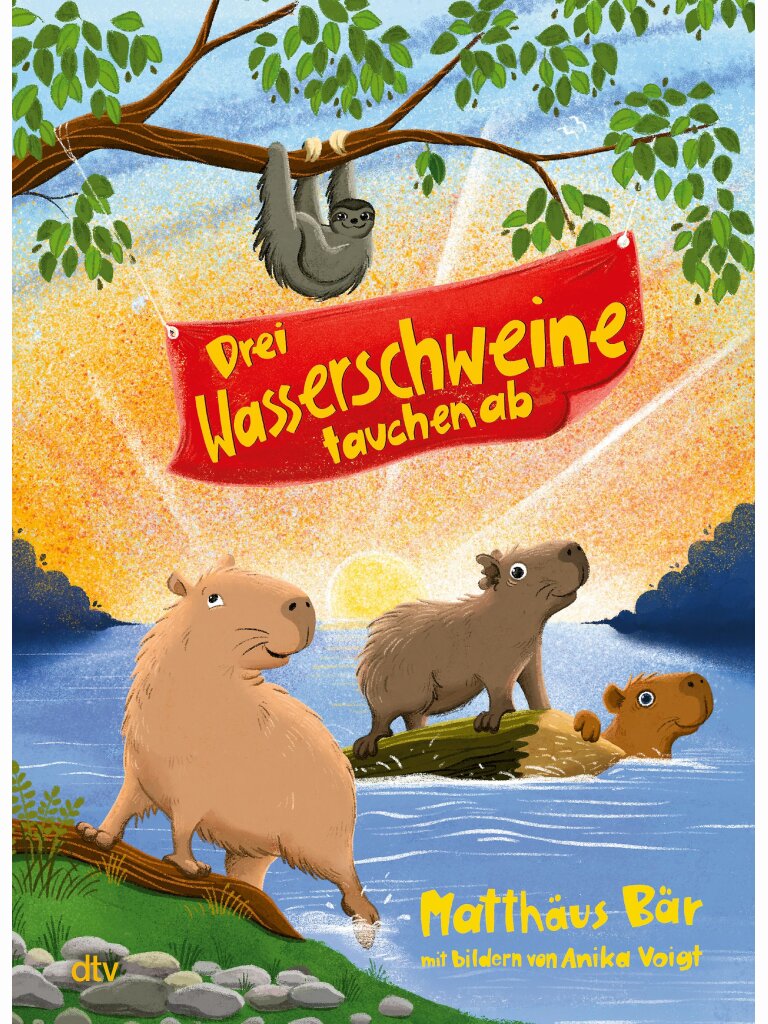 Drei Wasserschweine tauchen ab